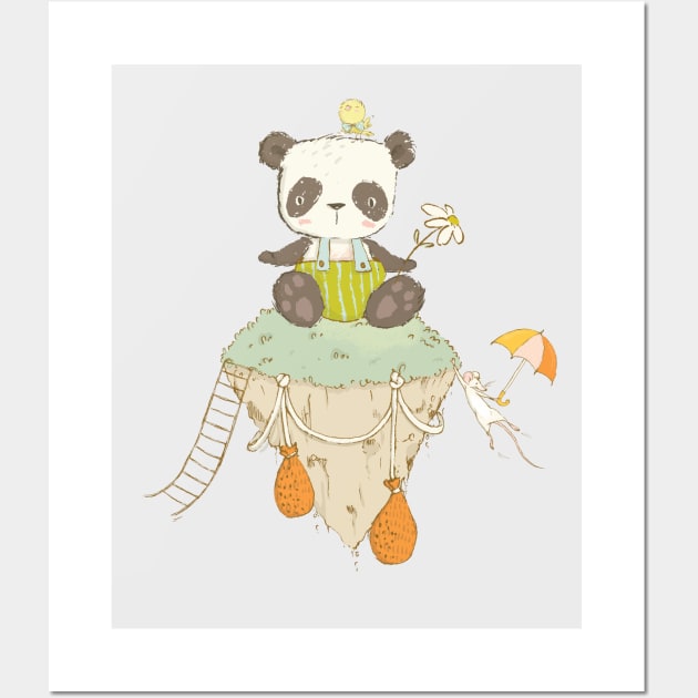 Cute Whimsical Panda on a Island Wall Art by Alice_creates